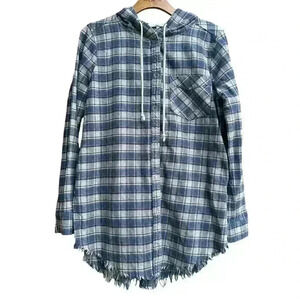 Gilded Intent Snap Front Hooded Flannel Shirt. Size: M